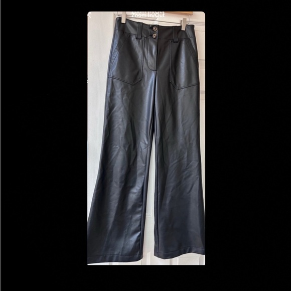Anthropologie Maeve the Colette Leather Full Length Wide Leg Pants - Picture 3 of 5